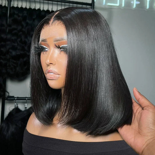 200% Straight Short Bob 13x6 HD Lace Frontal Human Hair Wigs 13x4 Transparent Lace Front Wig 5x5 Closure Wig For Women