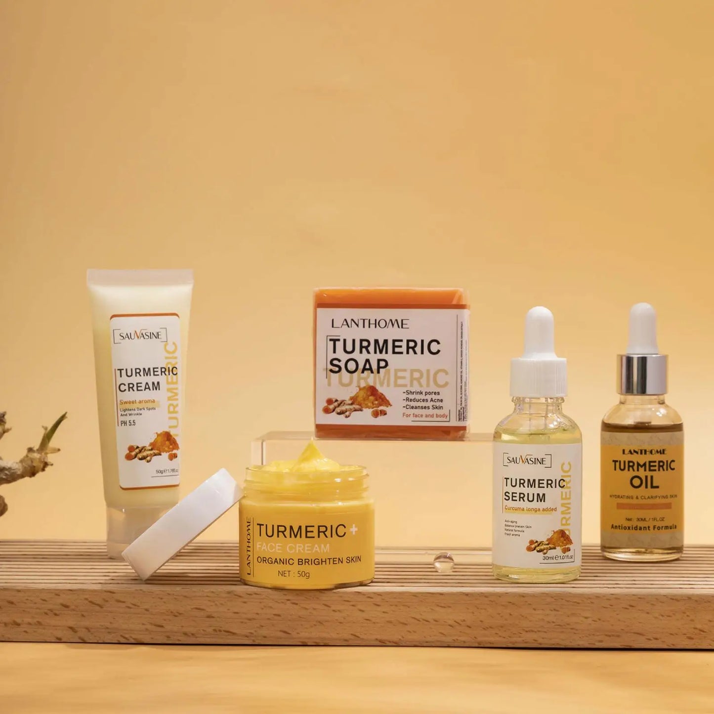 Turmeric Face Skin Care Set Glowing Moisturizing Cream For Dark Skin Care Set Hydration, Exfoliate, Even Skin Tone Skin Care Kit