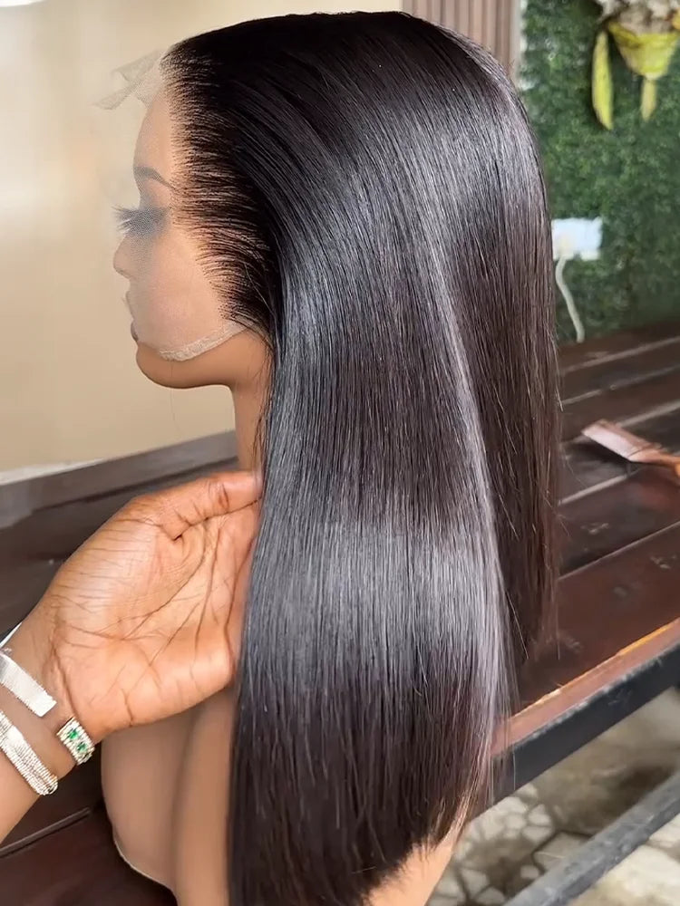 200% Density 13x4 Short Bob Straight Brazilian Remy Hair HD Transparent Lace Full Lace Frontal Wigs 100% Human Hair For Women