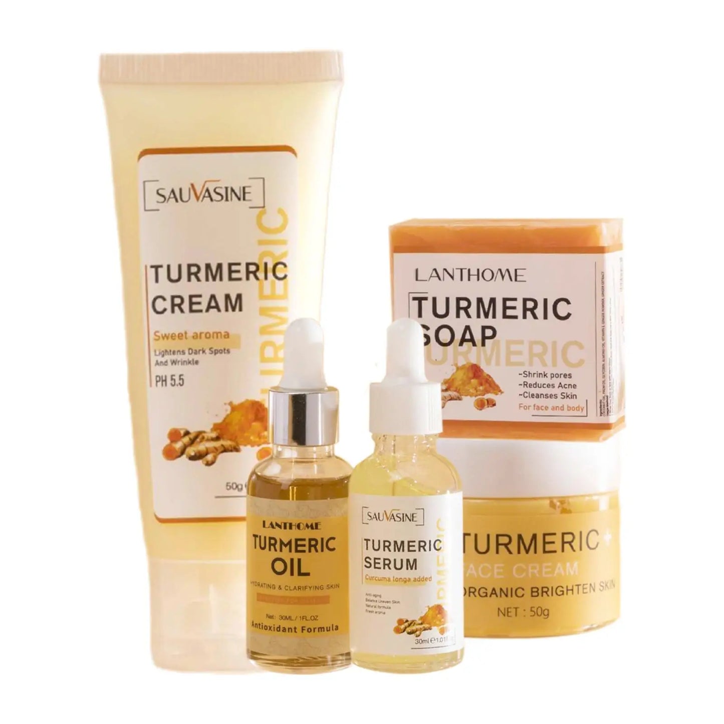 Turmeric Face Skin Care Set Glowing Moisturizing Cream For Dark Skin Care Set Hydration, Exfoliate, Even Skin Tone Skin Care Kit