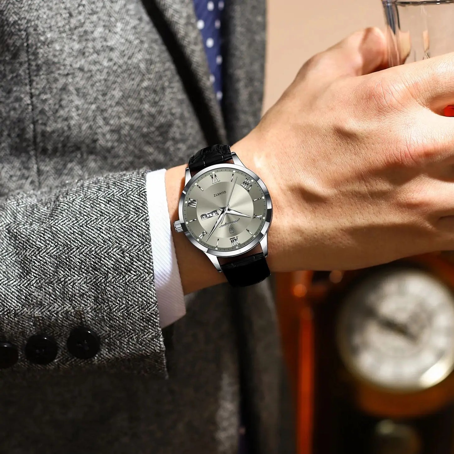 POEDAGAR Top Luxury Watch For Men Military Waterproof Luminous Date Week Man Wristwatch Leather Men's Quartz Watches Sport Reloj