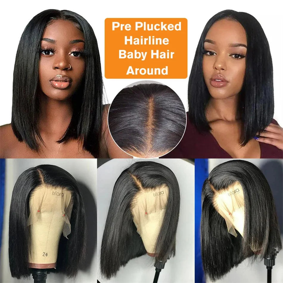 100% Vietnamese Super Double Drawn Bone Straight 13x4 Frontal Bob Wig with Human Hair 613Honey Blond 210%Density For Black Women