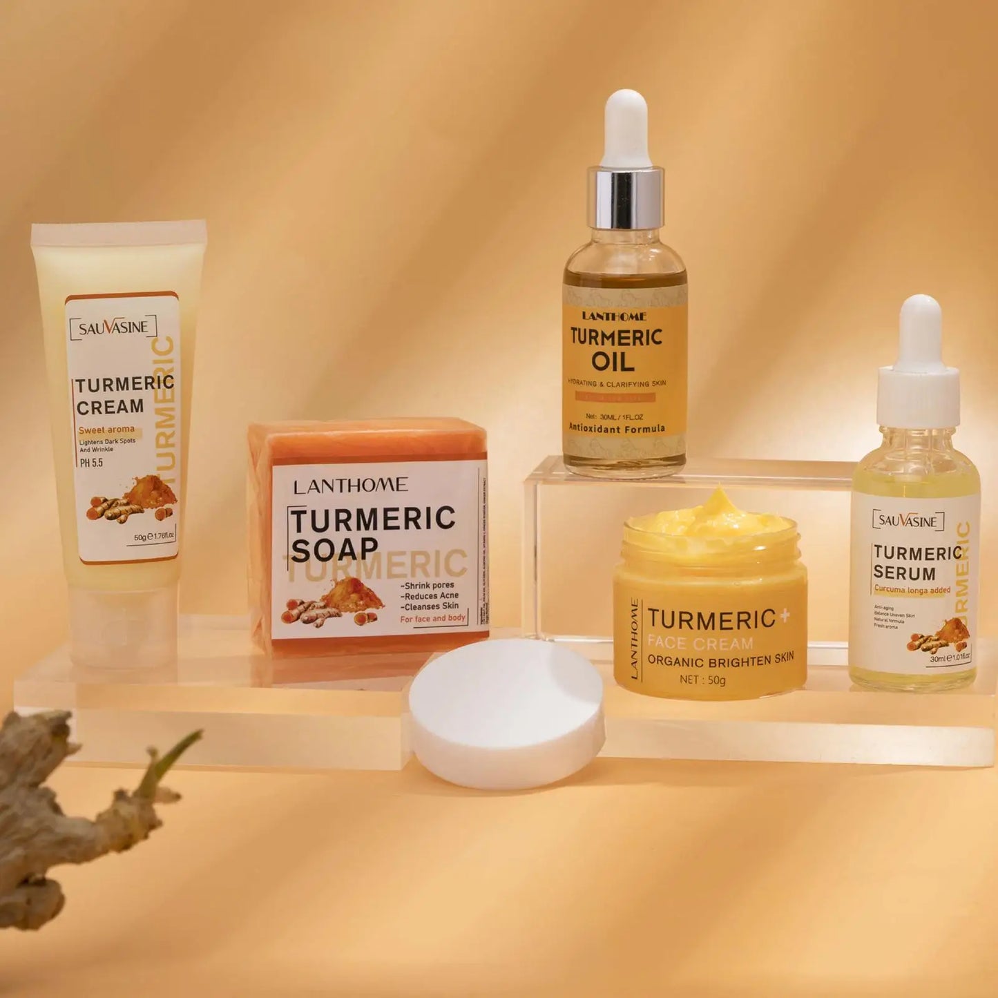 Turmeric Face Skin Care Set Glowing Moisturizing Cream For Dark Skin Care Set Hydration, Exfoliate, Even Skin Tone Skin Care Kit