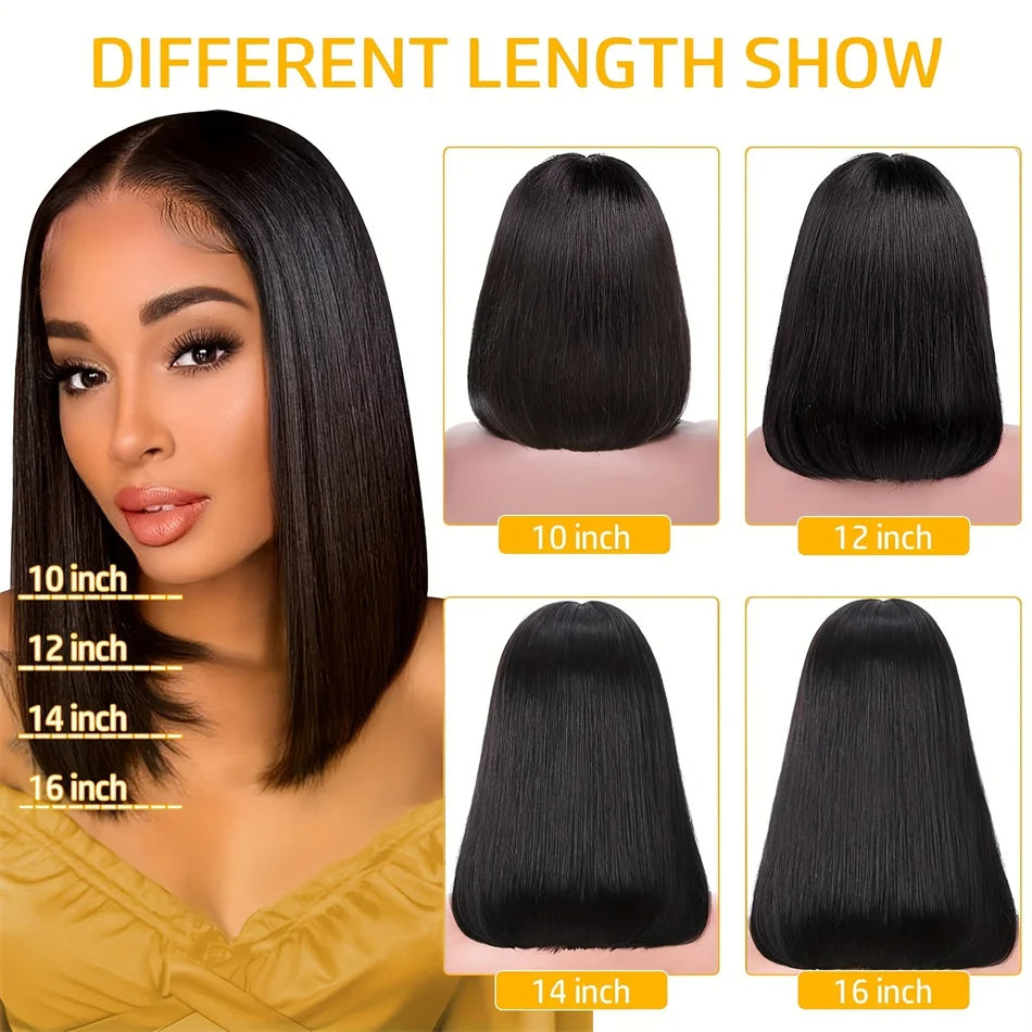 100% Vietnamese Super Double Drawn Bone Straight 13x4 Frontal Bob Wig with Human Hair 613Honey Blond 210%Density For Black Women