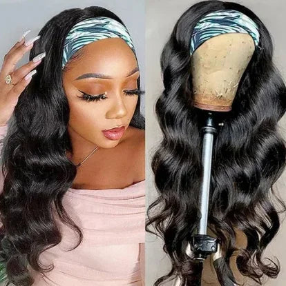 Brown Black 100% Human Hair Wigs for Women Headband Wig Ready Wear Body Wave Machine Made Full Wig Ready to Wear Bobbi