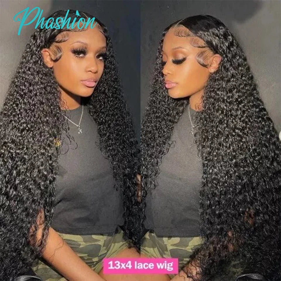 Phashion 13x4 Deep Curly Hd Transparent Lace Front Wigs Pre Plucked For Women 100% Remy Human Hair Lace Frontal Wig Wear And Go