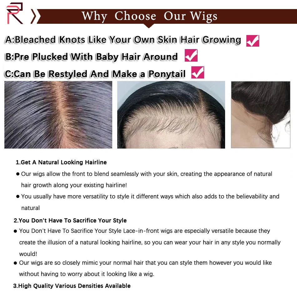 13x6 Transparent HD Lace Front Human Hair Wigs 100% Vietname 36 Inch Bone Straight Remy Human Hair Lace Frontal Wigs Pre Plucked