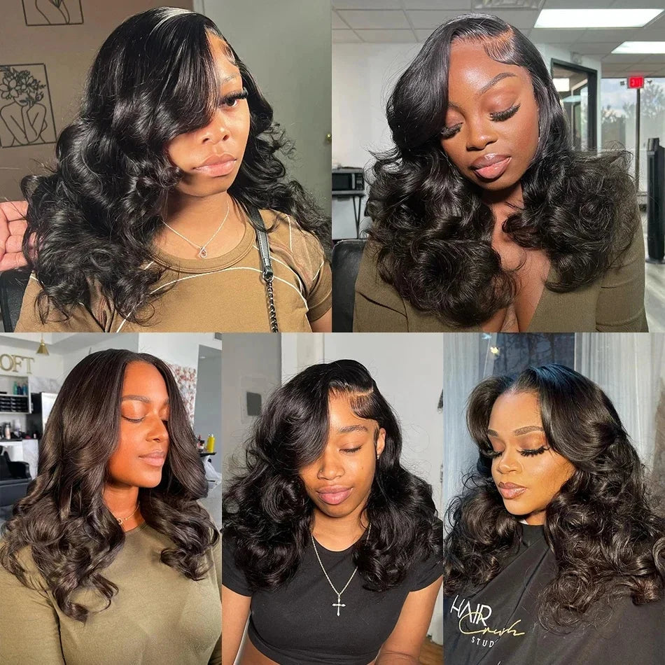 230% Density Curly Short Bob Body Wave Wigs 13x4 Lace Frontal Wig 10 14 18 Inch Black Brazilian Remy 100% Human Hair Wigs Women