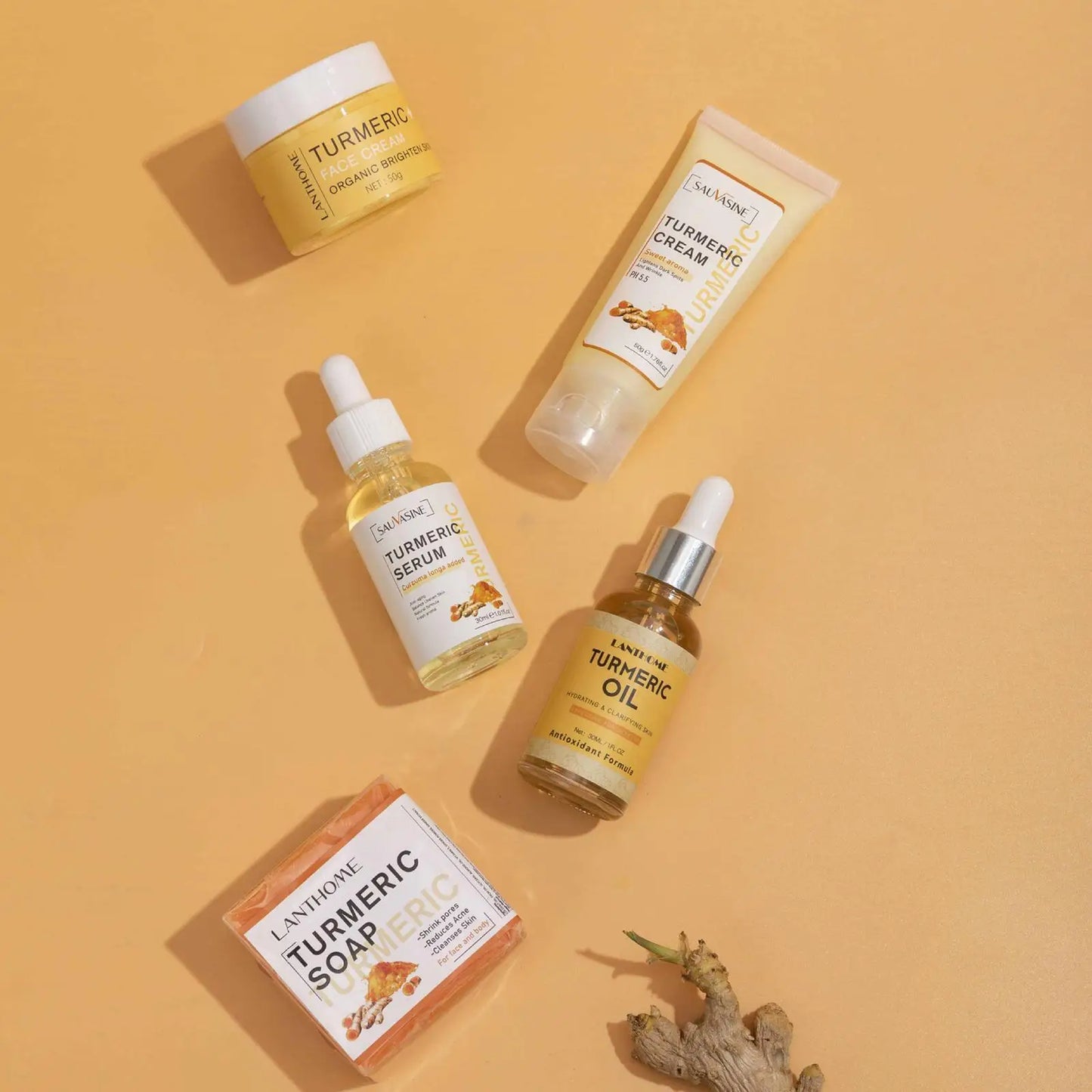 Turmeric Face Skin Care Set Glowing Moisturizing Cream For Dark Skin Care Set Hydration, Exfoliate, Even Skin Tone Skin Care Kit