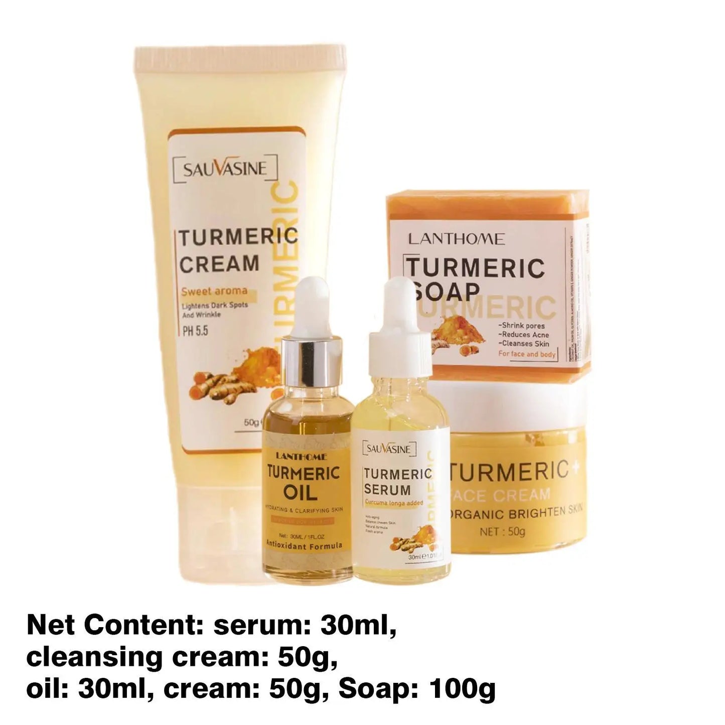 Turmeric Face Skin Care Set Glowing Moisturizing Cream For Dark Skin Care Set Hydration, Exfoliate, Even Skin Tone Skin Care Kit