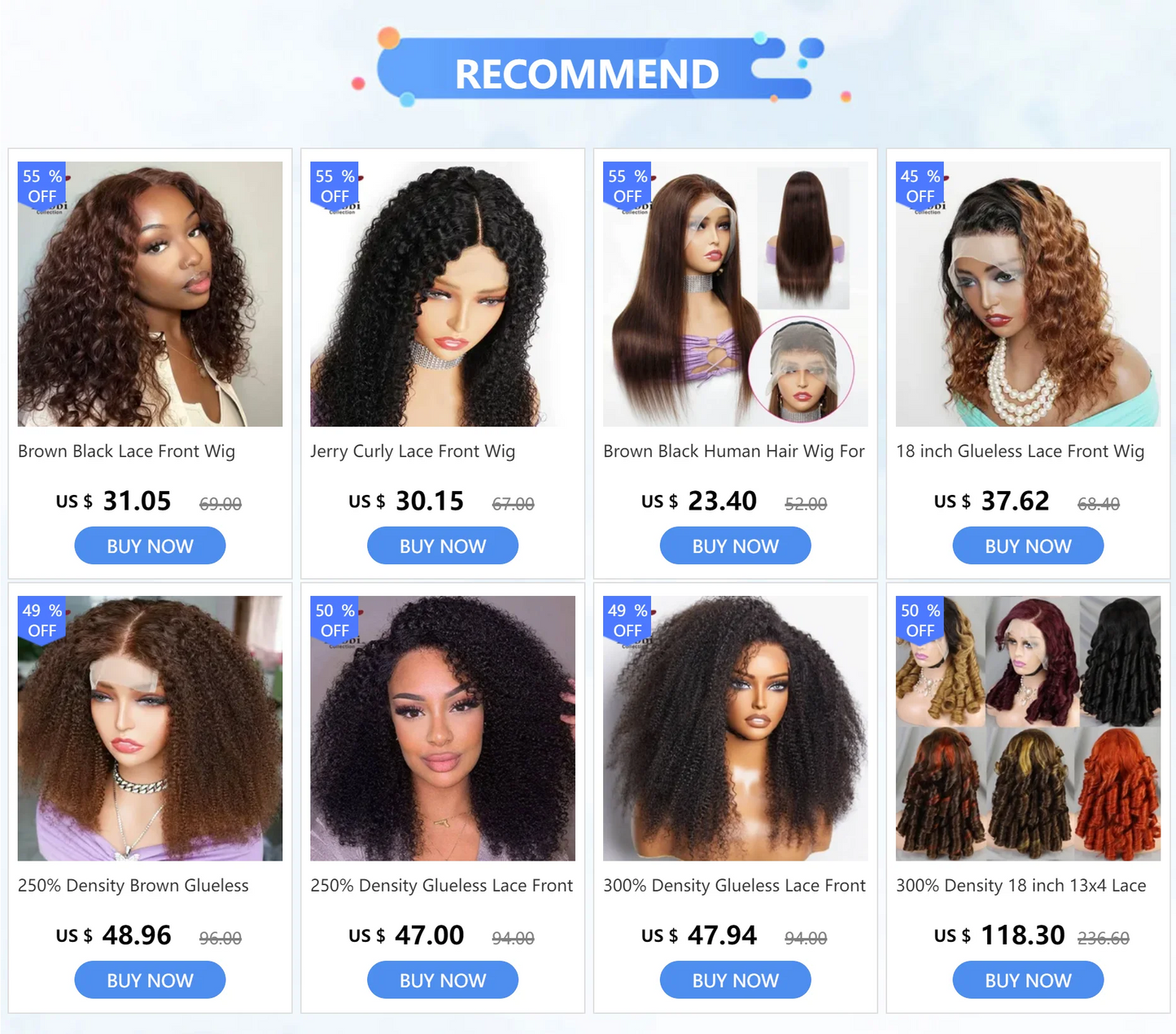 Brown Black 100% Human Hair Wigs for Women Headband Wig Ready Wear Body Wave Machine Made Full Wig Ready to Wear Bobbi