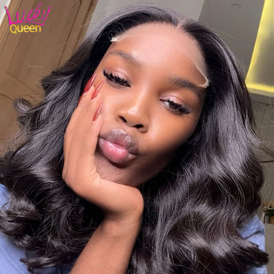 Short Bob Ombre Blonde 180 Density Light Brown Bob Wig Body Wave Pre-Plucked 13x4 Lace Frontal For Women 100% Human Hair Wigs