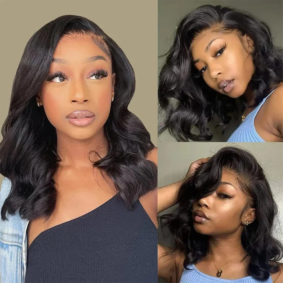 230% Density Curly Short Bob Body Wave Wigs 13x4 Lace Frontal Wig 10 14 18 Inch Black Brazilian Remy 100% Human Hair Wigs Women