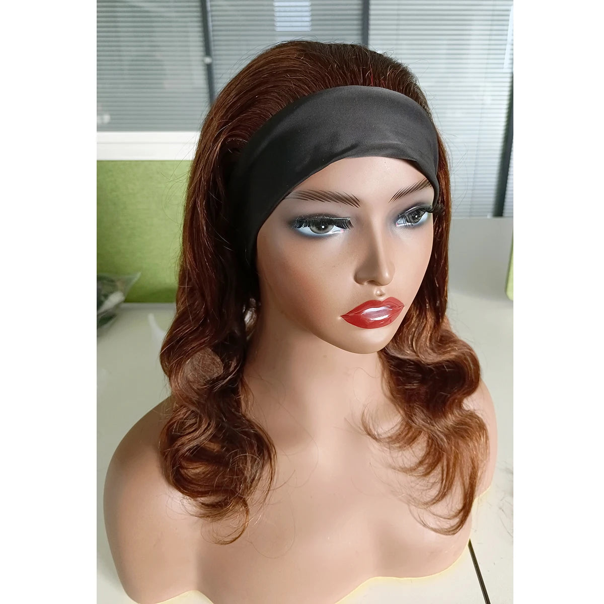 Brown Black 100% Human Hair Wigs for Women Headband Wig Ready Wear Body Wave Machine Made Full Wig Ready to Wear Bobbi