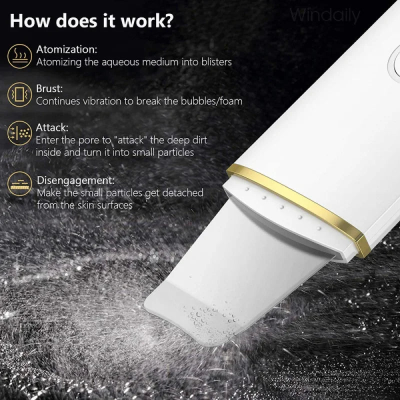 Ultrasonic Skin Care Spatula Vibration Blackhead Remover Cavitation Shovel Facial Exfoliation Skin Care Tools