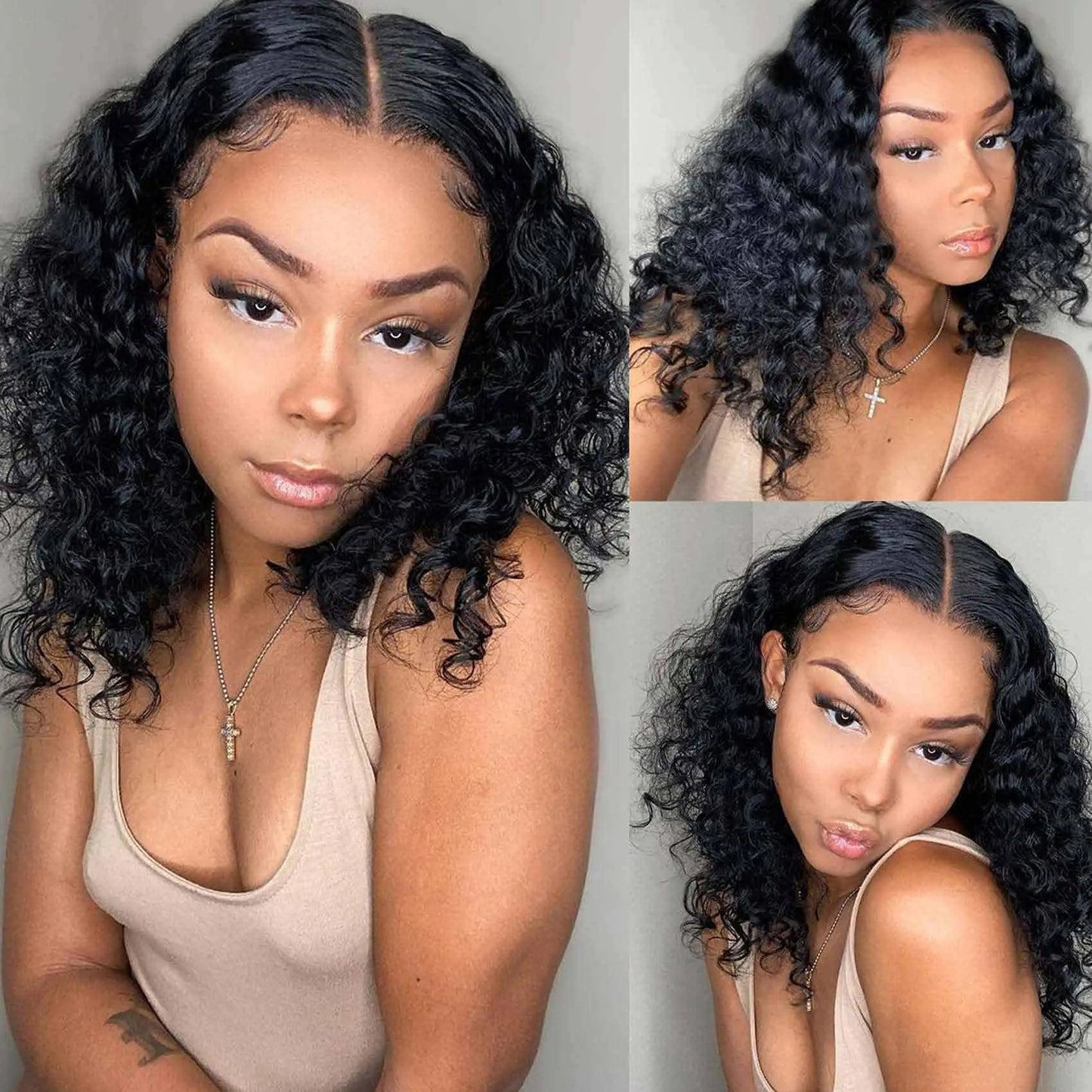 210 Density 13x4 HD Lace Frontal Wig Water Wave Bob Wig Human Hair Wigs Natural Black Curly Lace Front Wig Short Bob Wig On Sale