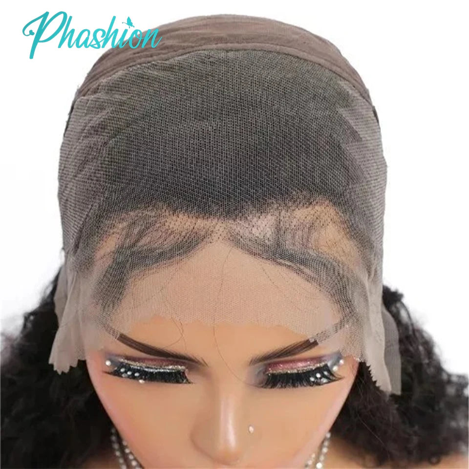 Phashion 13x4 Deep Curly Hd Transparent Lace Front Wigs Pre Plucked For Women 100% Remy Human Hair Lace Frontal Wig Wear And Go