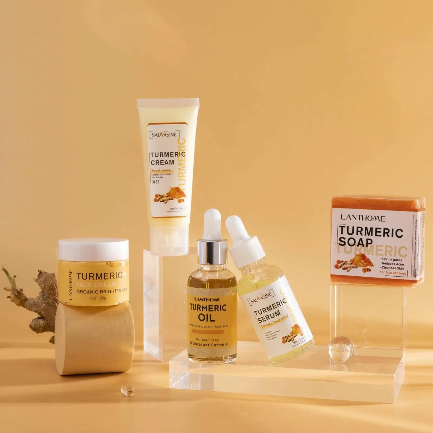 Turmeric Face Skin Care Set Glowing Moisturizing Cream For Dark Skin Care Set Hydration, Exfoliate, Even Skin Tone Skin Care Kit