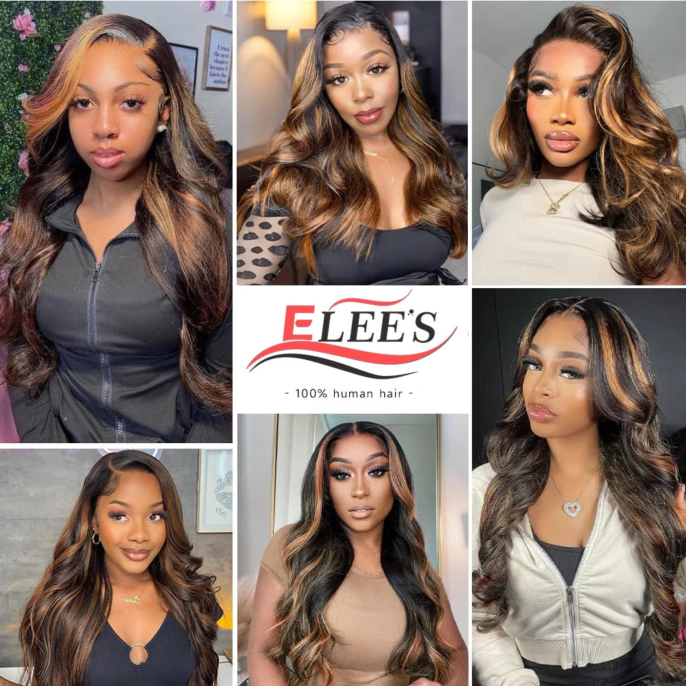 9x6 Glueless Wigs Human Hair Pre Cut Lace 1B/30 Colored Highlight Human Hair Wigs For Women Pre Plucked Body Wave Lace Front Wig
