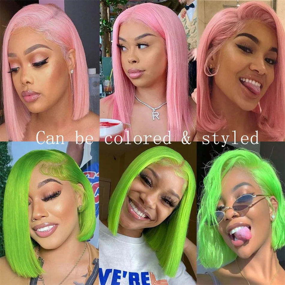 100% Vietnamese Super Double Drawn Bone Straight 13x4 Frontal Bob Wig with Human Hair 613Honey Blond 210%Density For Black Women