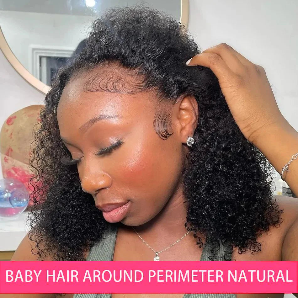 Deep Curly Bob Wigs 13X4 Transparent Lace Frontal Wigs Human Hair 200% Density 100% Human Hair Deep Wave Bob Wig For Black Women