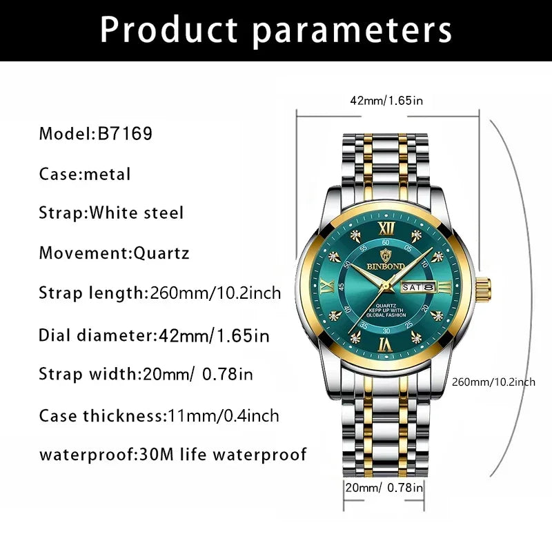 Casual Business Movement Fashion Quartz Wristwatches Gold Diamond Clock Men Luxury Watch Automatic Watches Mens Gifts Relojes