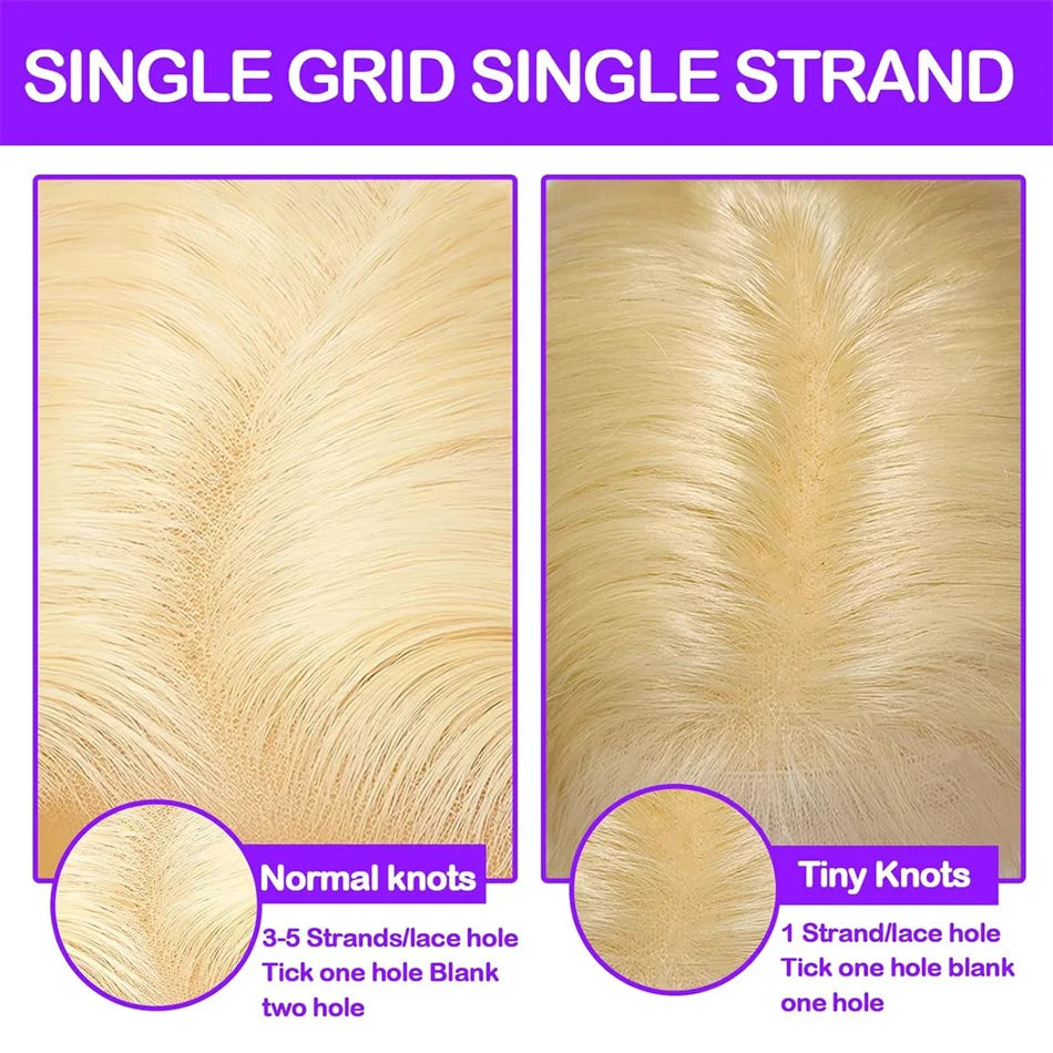 100% Vietnamese Super Double Drawn Bone Straight 13x4 Frontal Bob Wig with Human Hair 613Honey Blond 210%Density For Black Women