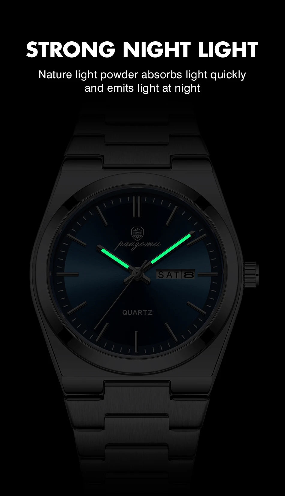 PENGAGAR Luxury Sport Quartz Man Wristwatch Waterproof Luminous Date Week Men Watches Stainless Steel Men's Watch Male Reloj+box