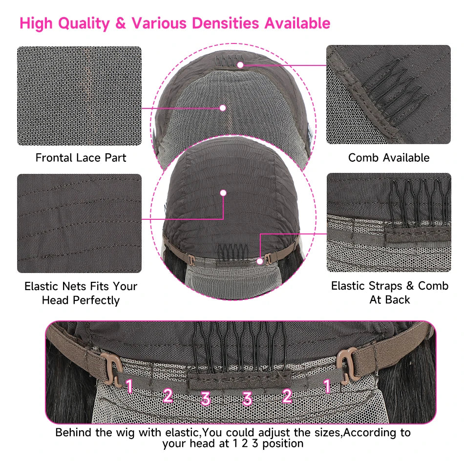 100% Vietnamese Super Double Drawn Bone Straight 13x4 Frontal Bob Wig with Human Hair 613Honey Blond 210%Density For Black Women