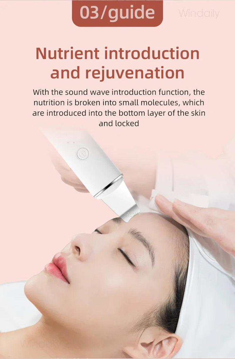 Ultrasonic Skin Care Spatula Vibration Blackhead Remover Cavitation Shovel Facial Exfoliation Skin Care Tools