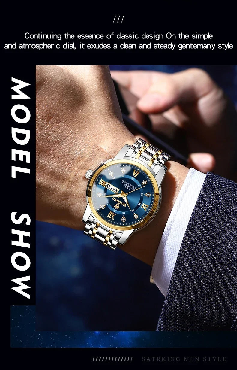 Casual Business Movement Fashion Quartz Wristwatches Gold Diamond Clock Men Luxury Watch Automatic Watches Mens Gifts Relojes