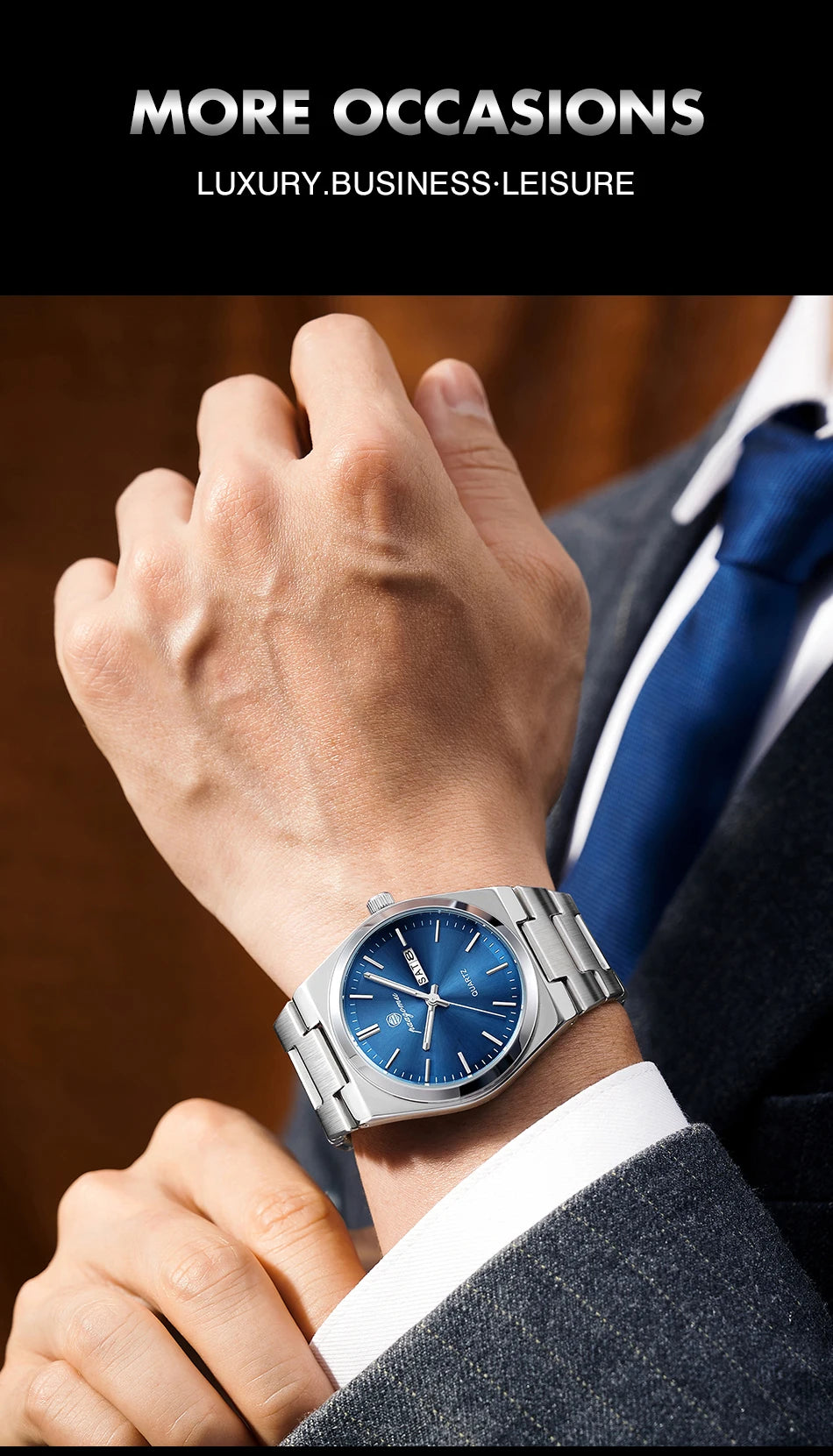 PENGAGAR Luxury Sport Quartz Man Wristwatch Waterproof Luminous Date Week Men Watches Stainless Steel Men's Watch Male Reloj+box