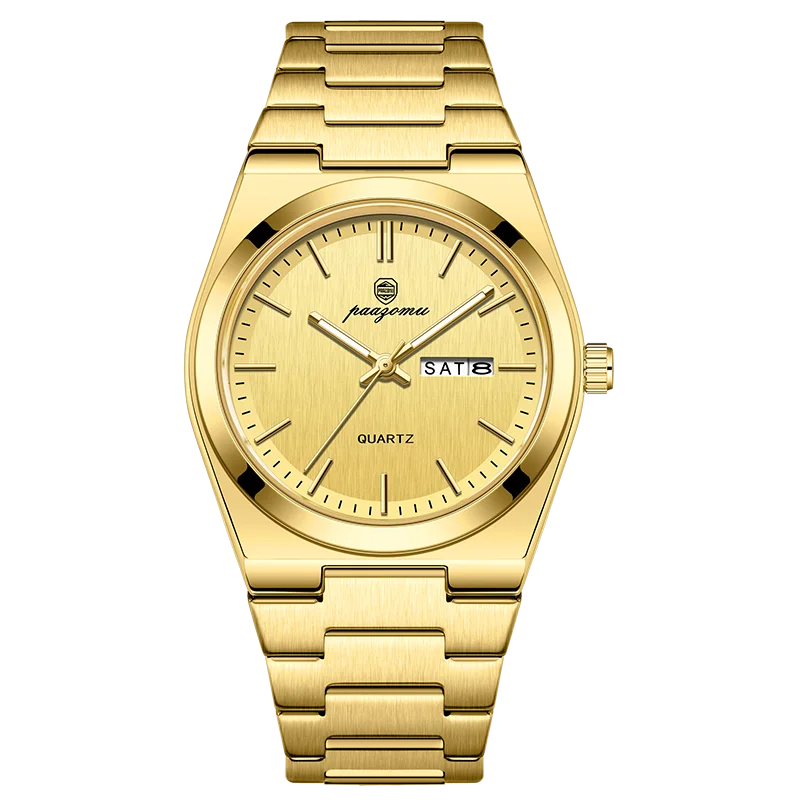 PENGAGAR Luxury Sport Quartz Man Wristwatch Waterproof Luminous Date Week Men Watches Stainless Steel Men's Watch Male Reloj+box