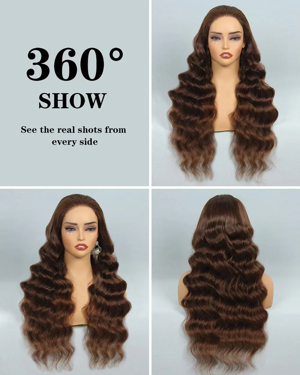 Chocolate Brown Glueless Wigs Human Hair Ready To Wear And Go Transparent 13x4 HD Lace Frontal Wig Body Wave Lace Front Wig