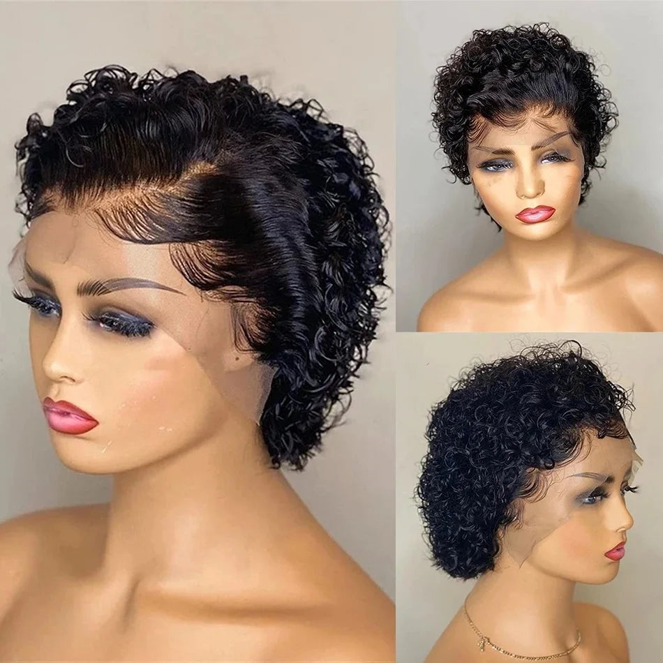 Pixie Cut Wig Human Hair 13x4 Lace Frontal Wigs Human Hair Curly Wave Short Bob Human Hair Wigs Curly Lace Front Wig For Women