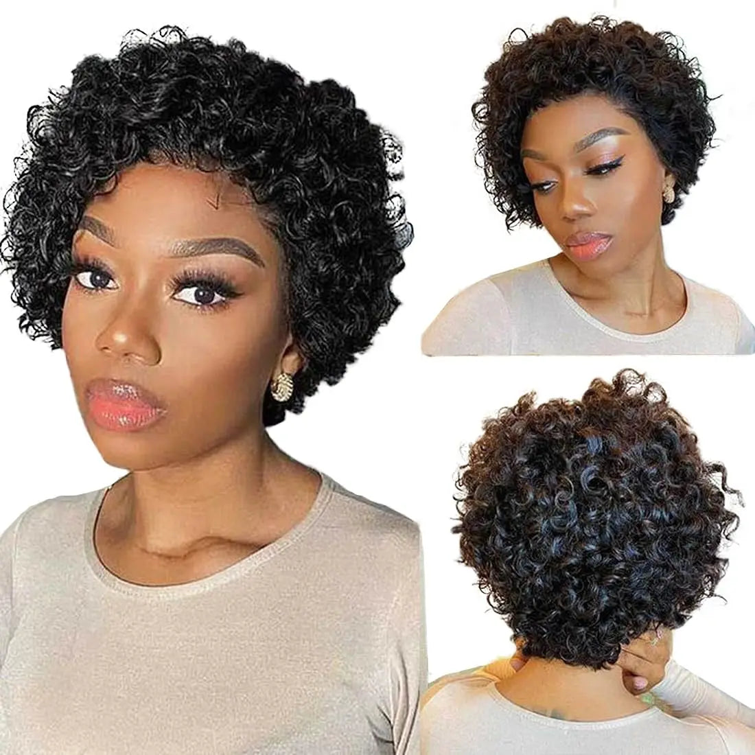 Pixie Cut Wig Human Hair 13x4 Lace Frontal Wigs Human Hair Curly Wave Short Bob Human Hair Wigs Curly Lace Front Wig For Women