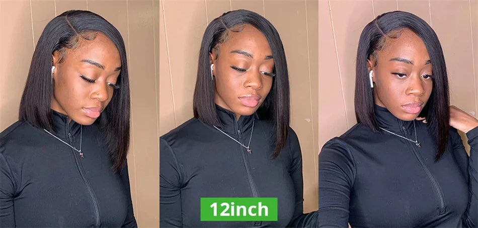 100% Vietnamese Super Double Drawn Bone Straight 13x4 Frontal Bob Wig with Human Hair 613Honey Blond 210%Density For Black Women