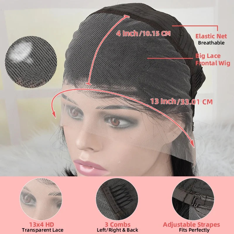 Short Bob Ombre Blonde 180 Density Light Brown Bob Wig Body Wave Pre-Plucked 13x4 Lace Frontal For Women 100% Human Hair Wigs