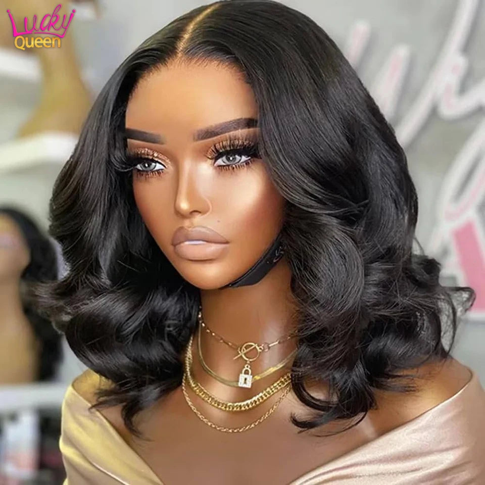 Short Bob Ombre Blonde 180 Density Light Brown Bob Wig Body Wave Pre-Plucked 13x4 Lace Frontal For Women 100% Human Hair Wigs