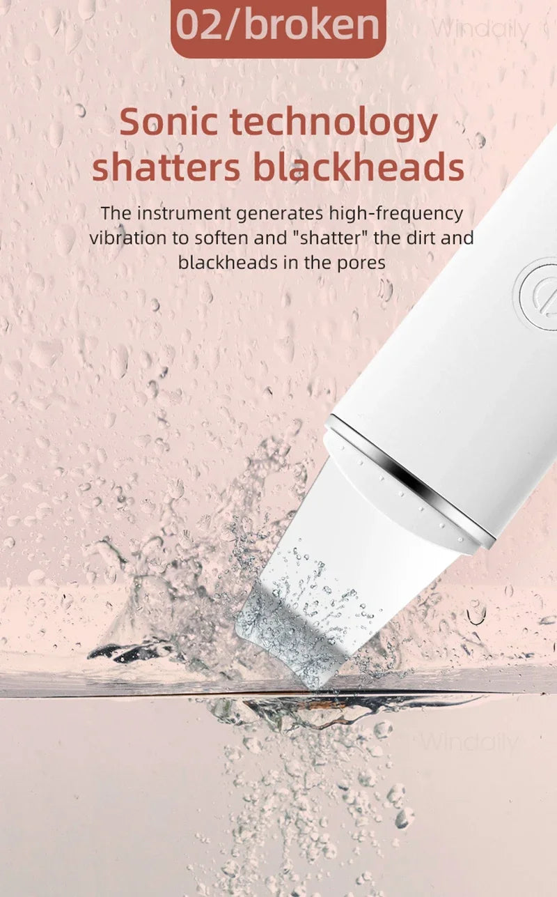 Ultrasonic Skin Care Spatula Vibration Blackhead Remover Cavitation Shovel Facial Exfoliation Skin Care Tools