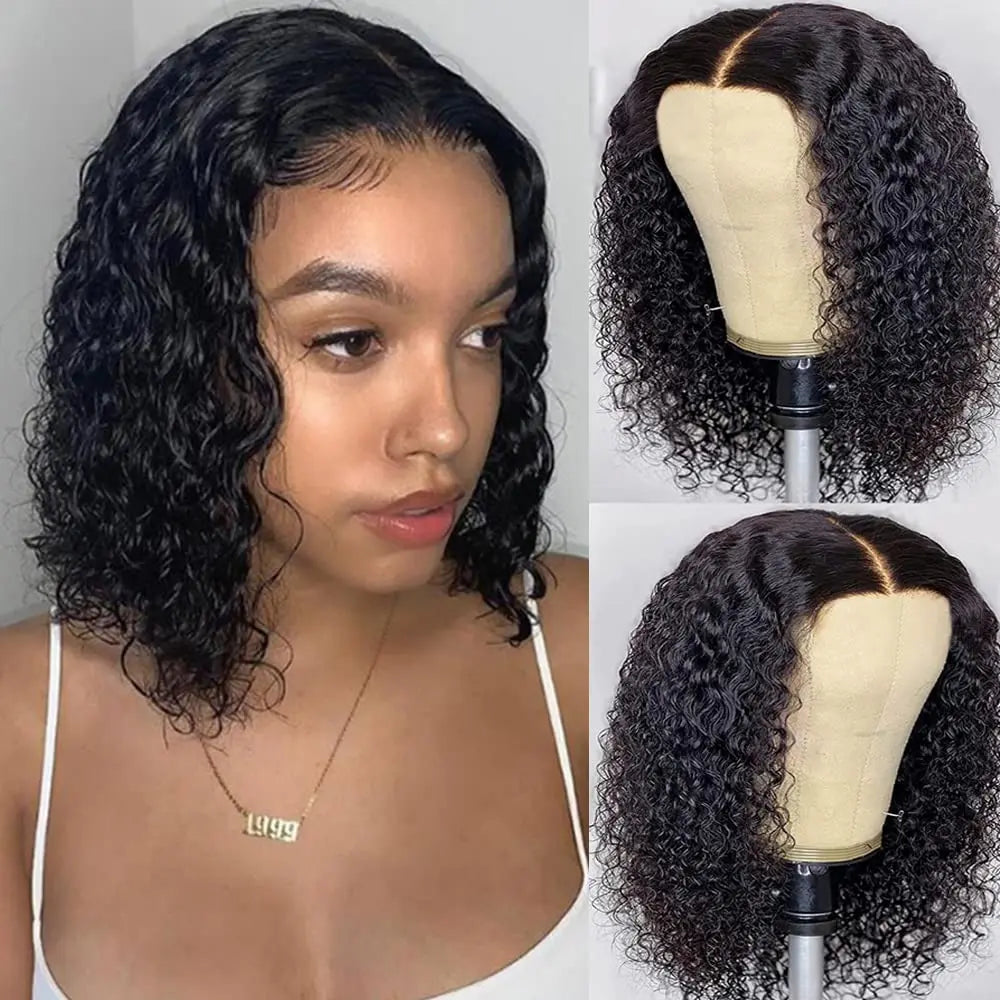 210 Density 13x4 HD Lace Frontal Wig Water Wave Bob Wig Human Hair Wigs Natural Black Curly Lace Front Wig Short Bob Wig On Sale
