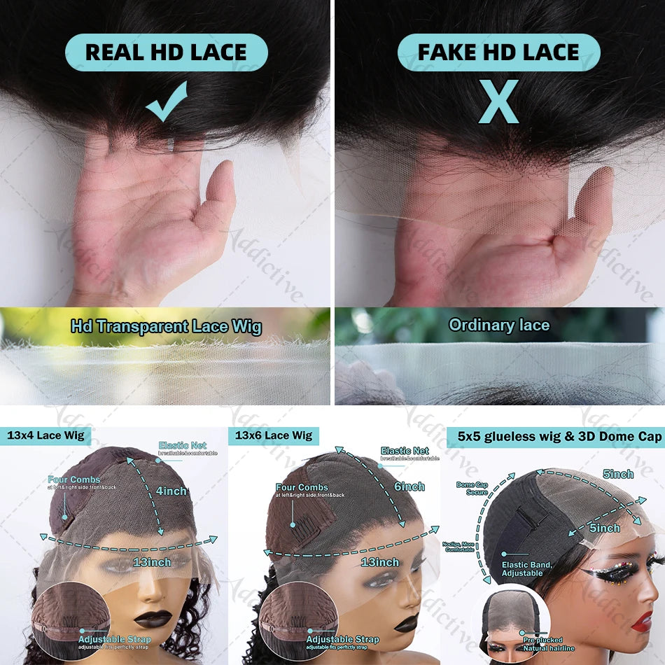 200% Straight Short Bob 13x6 HD Lace Frontal Human Hair Wigs 13x4 Transparent Lace Front Wig 5x5 Closure Wig For Women