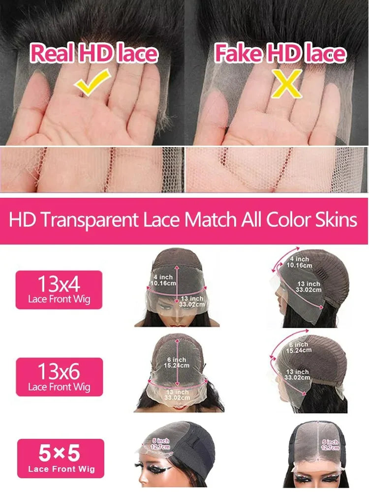200% Density 13x4 Short Bob Straight Brazilian Remy Hair HD Transparent Lace Full Lace Frontal Wigs 100% Human Hair For Women