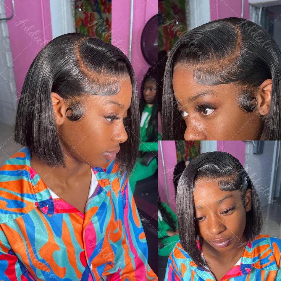 200% Straight Short Bob 13x6 HD Lace Frontal Human Hair Wigs 13x4 Transparent Lace Front Wig 5x5 Closure Wig For Women