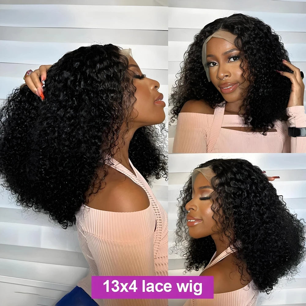 210 Density 13x4 HD Lace Frontal Wig Water Wave Bob Wig Human Hair Wigs Natural Black Curly Lace Front Wig Short Bob Wig On Sale