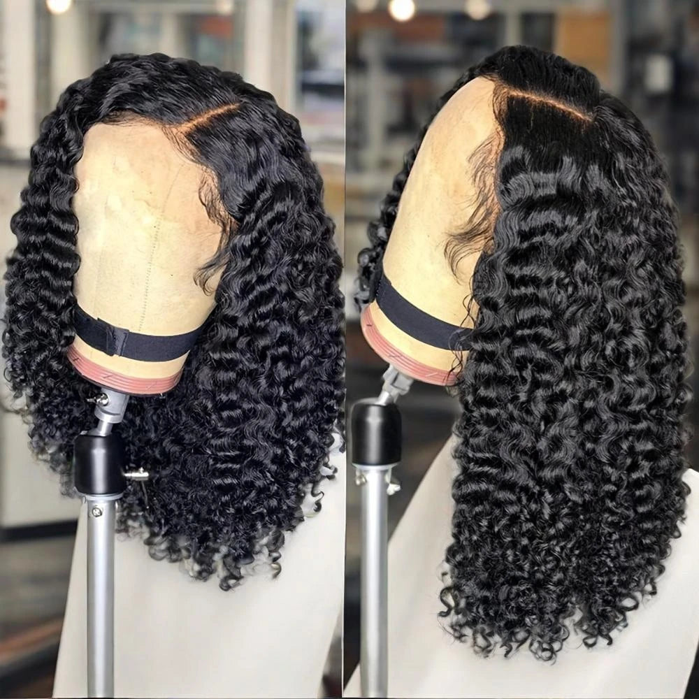 210 Density 13x4 HD Lace Frontal Wig Water Wave Bob Wig Human Hair Wigs Natural Black Curly Lace Front Wig Short Bob Wig On Sale