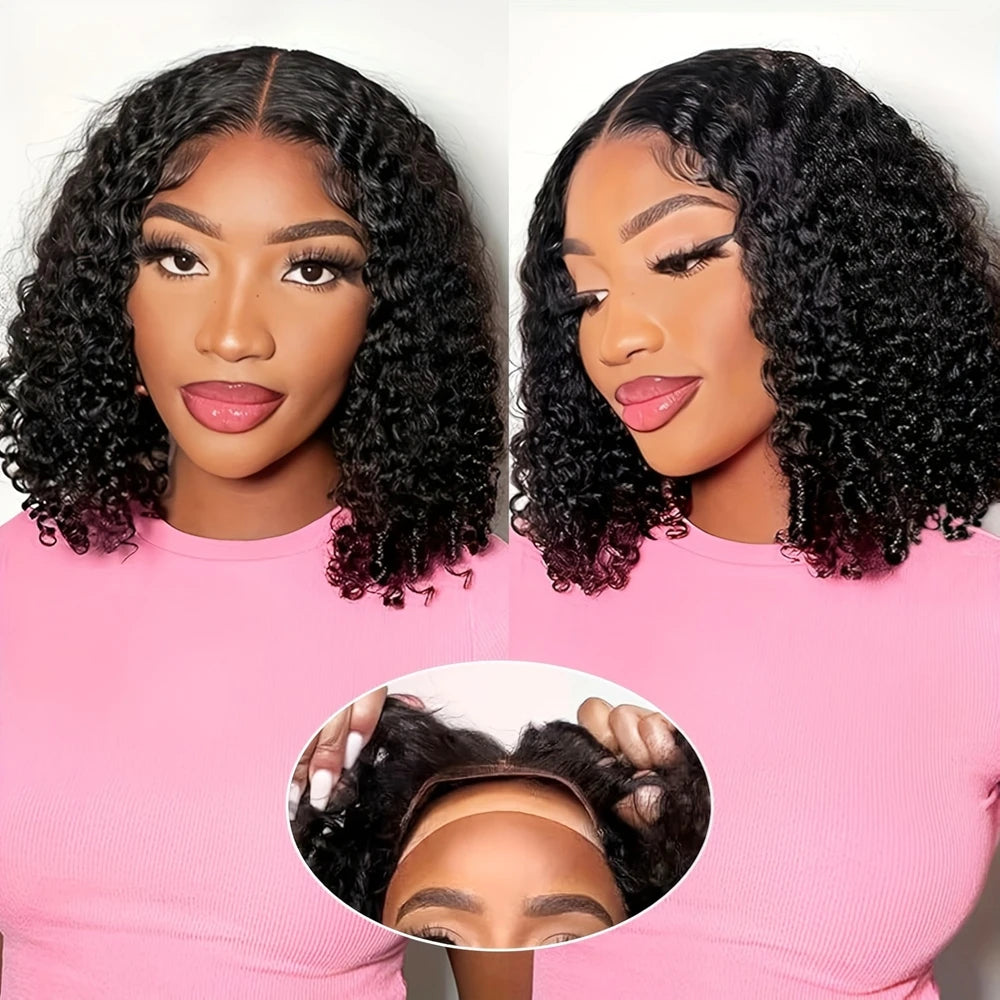 210 Density 13x4 HD Lace Frontal Wig Water Wave Bob Wig Human Hair Wigs Natural Black Curly Lace Front Wig Short Bob Wig On Sale
